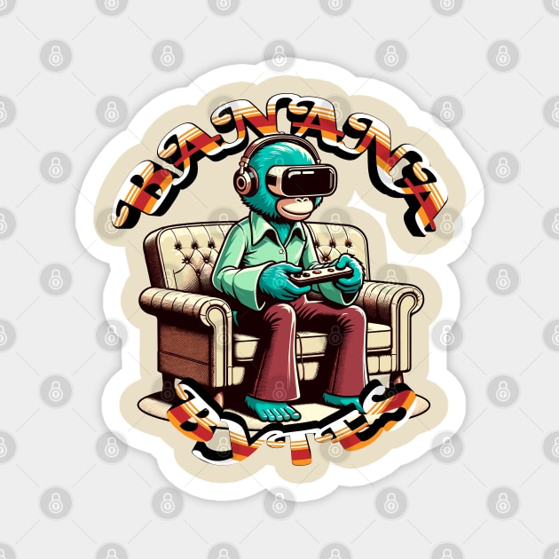 Monkey Master Gamer - Turquoise Tech Trendsetter Magnet by TimeWarpWildlife