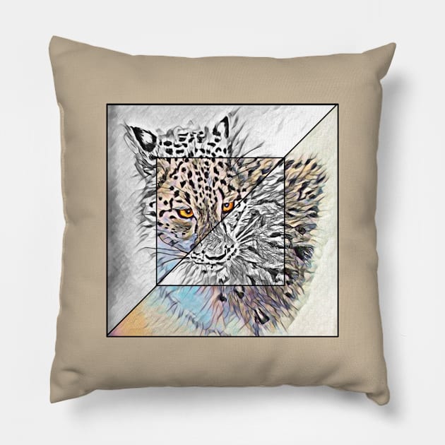 Snow Leopard Square Pillow by Bubba C.