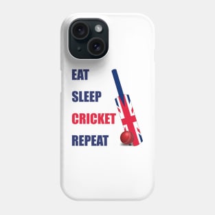 Eat Sleep Cricket Repeat British Flag Cricket Bat Phone Case