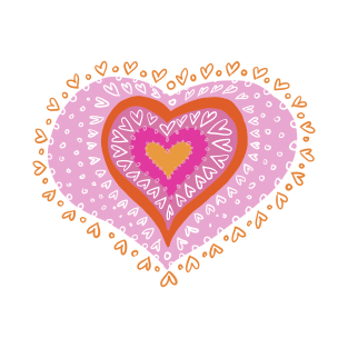 Heart design in white, pink and orange design T-Shirt