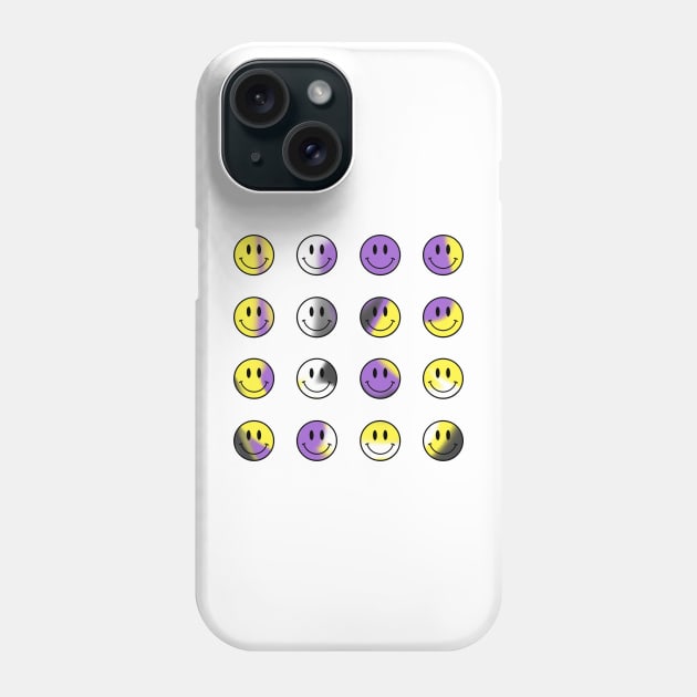 Mini Smiley Faces Bundle - Nonbinary Pride Phone Case by JuneNostalgia