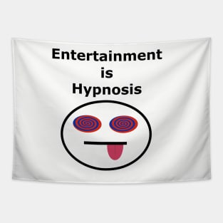 Entertainment is Hypnosis, Hypnotized Face Spiral Eyes, Entertained to Death, Trance State, Tongue Out, Spiritual Death Tapestry