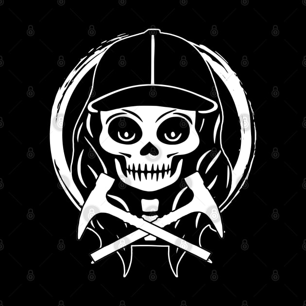 Rockhound Skull and Hammer White Logo by Nuletto