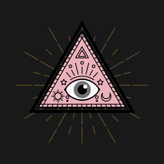 All Seeing eye - Pink with Grey eye by Just In Tee Shirts