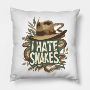 I Hate Snakes - Fedora Hat and Serpents - Indy Pillow