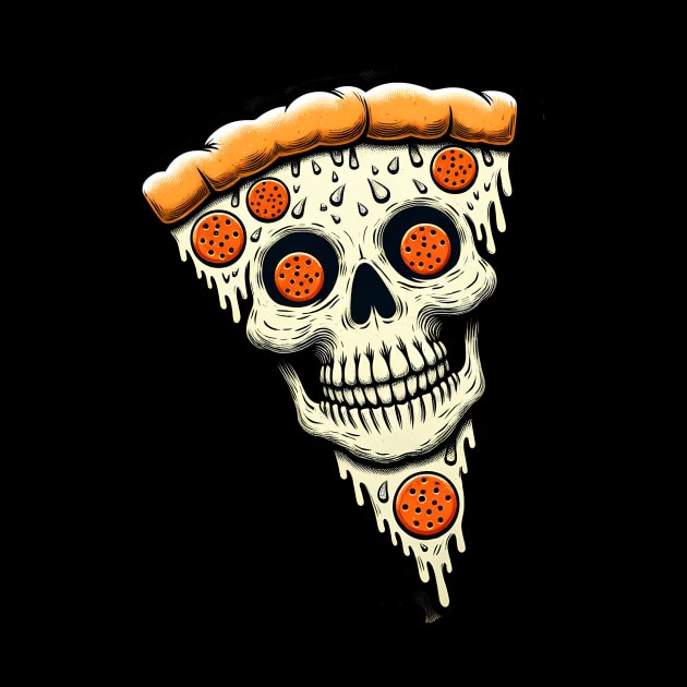 Pizza Skull Face, Funny Pizza Lover, Halloween by dukito