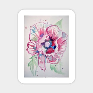 Pink Poppy Watercolour Painting Magnet