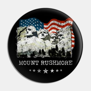 Mount Rushmore Distressed Vintage Patriots Flag Tee Pin