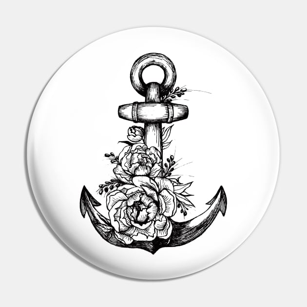 Floral Anchor Pin by Akbaly