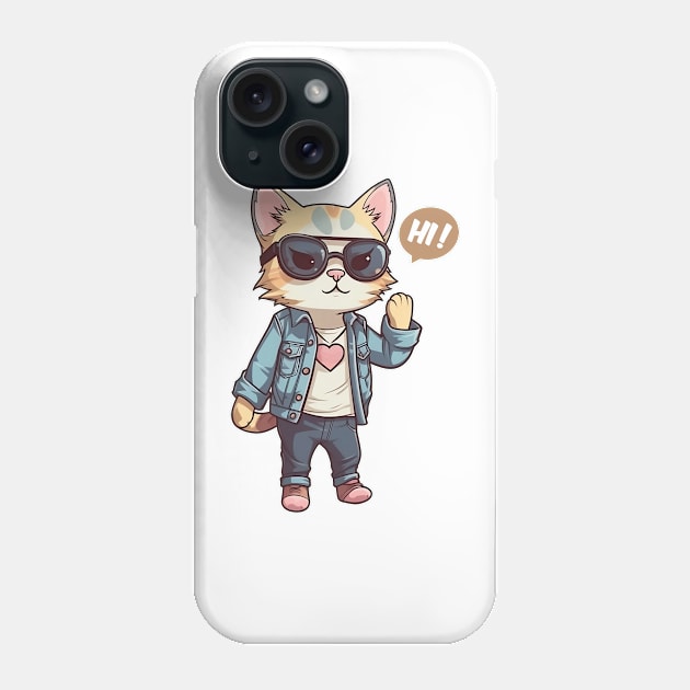 A cute kitty wearing street fashion Phone Case by AestheticsArt81