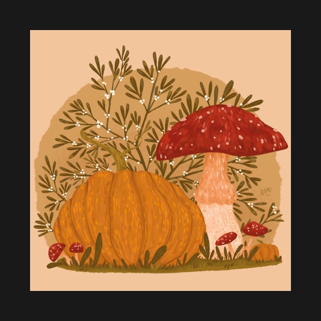 Holly Pumpkins and Mushrooms by rnmarts