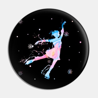 Girl Figure Skating Watercolor Pin