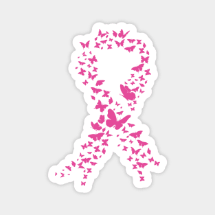 Pink Butterfly Ribbon Cancer Awareness Magnet