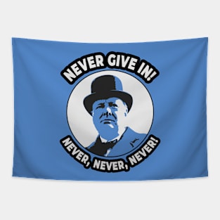👑 Never Give in, Winston Churchill Motivational Quote Tapestry
