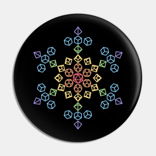 Snowflake Rainbow Polyhedral Dice Pin