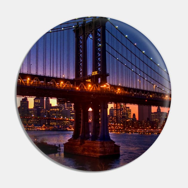The Brooklyn and Manhattan Bridges at Dusk, USA Pin by Chris Lord