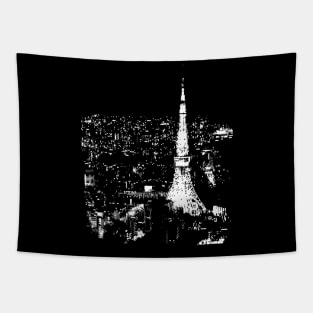 Tokyo Tower glitch art Tapestry