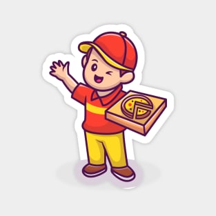 Courier With Pizza Box Magnet