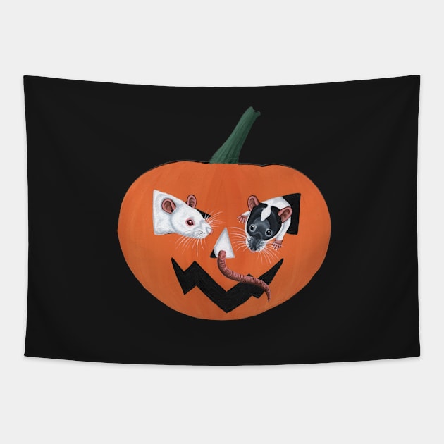 Rat Pumpkin Tapestry by WolfySilver