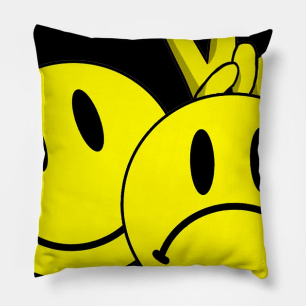 Smiley Comedy Tragedy Pillow by TheD33J