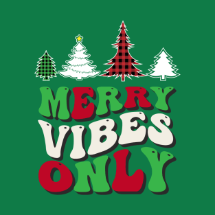 Merry Vibes Only Groovy Christmas Trees T-Shirt