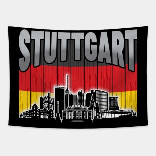 Stuttgart Germany Skyline Vintage German Flag Tapestry