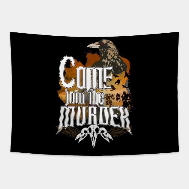 Come join the murder - fire variant Tapestry by Rackham