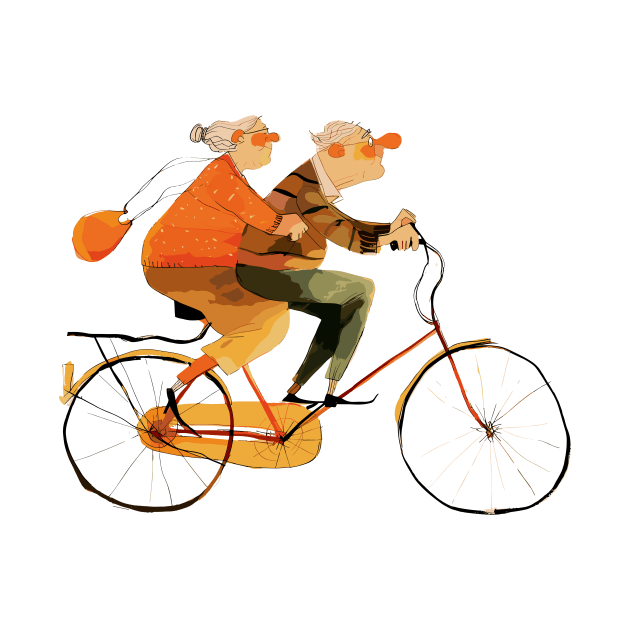 Old Couple Bicycling by erzebeth