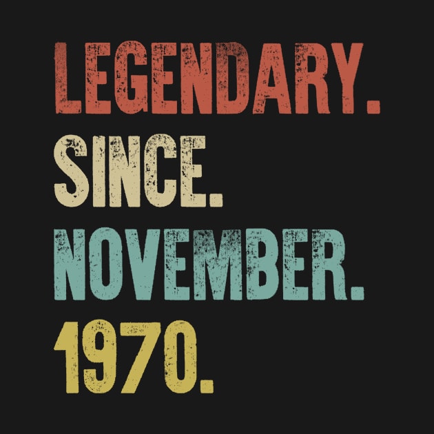 Retro Vintage 50th Birthday Legendary Since November 1970 by DutchTees