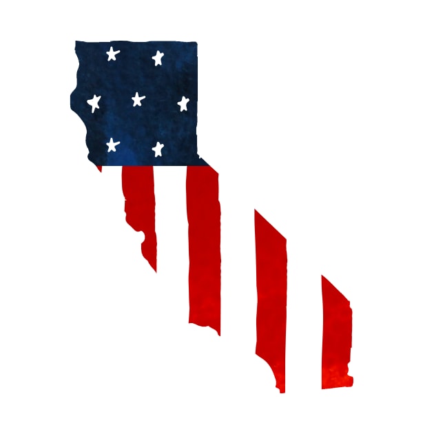 Patriotic USA Flag California Map by k8creates