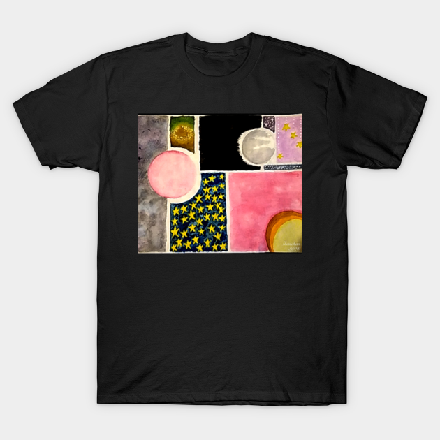 Planets, Stars, Space painting - Watercolour Art - T-Shirt | TeePublic