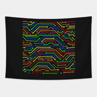 Colorful PCB printed circuit board  trace lines art Tapestry