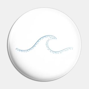 Minimal wave with tribal pattern, ocean blue Pin