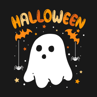 Groovy Halloween With Cute Boo Ghost Halloween Spooky Season T-Shirt