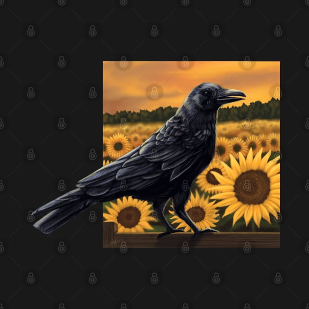 Raven and Sunflowers by GnarlyBones