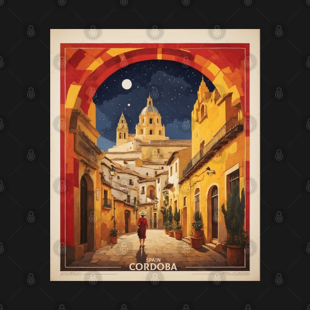 Cordoba Spain Starry Night Travel Tourism Retro Vintage by TravelersGems