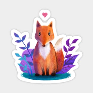 Cute Fox Love Illustration Magnet