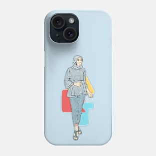 Woman Light Blue Outfit Phone Case