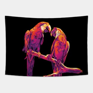 Bright Colorful Parrot Friends Digital Painting Tapestry