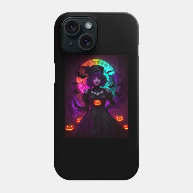 Halloween Spooky Neon Black Magic Witch Phone Case by TrendyTees