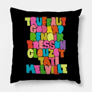 French Cult Movie Directors Typo Design Pillow