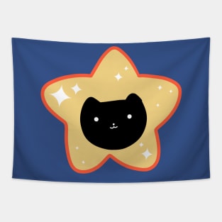 Star Black Cat Face Tapestry