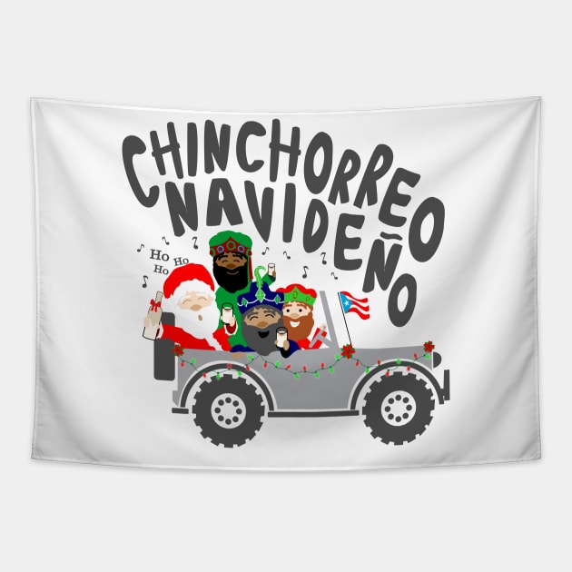 Puerto Rico Chinchorreo Coquito Christmas Santa & Three Kings Tapestry by bydarling