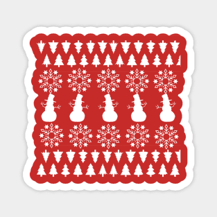 Christmas patterns with snow man and tree Magnet