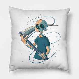 Japanese Sci-fi Skeleton 2 - Vector art illustration Pillow