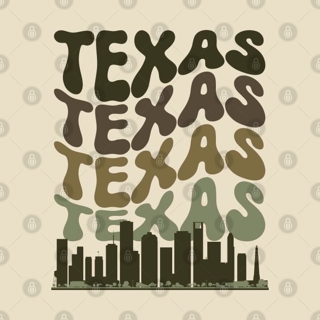 Retro Houston Texas Skyline Camo Color Fade by jackofdreams22