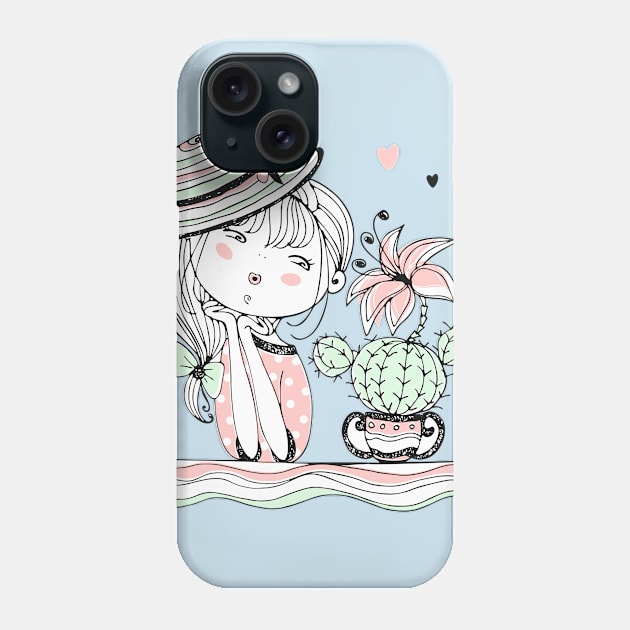 cute cacti girl Phone Case by Ken Adams Store