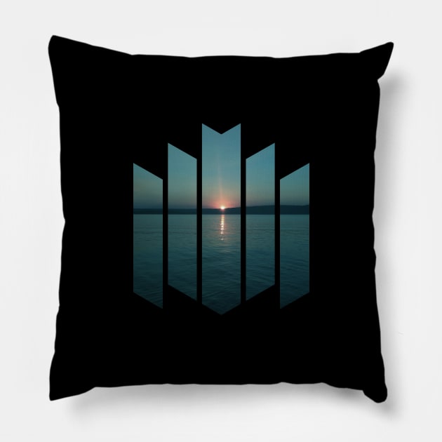 Geometric Nature - Sunset Pillow by WhiteRave