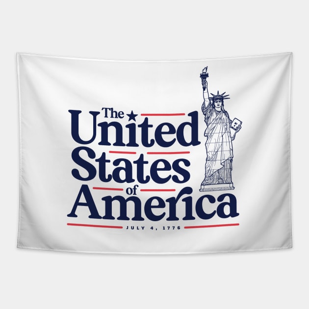 The United States of America - Independence Day Retro Typography Tapestry by thedesigngarden