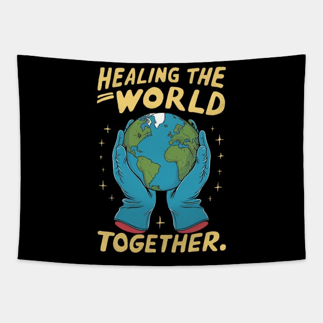 United for Earth - A Global Call to Heal Together Tapestry by WEARWORLD